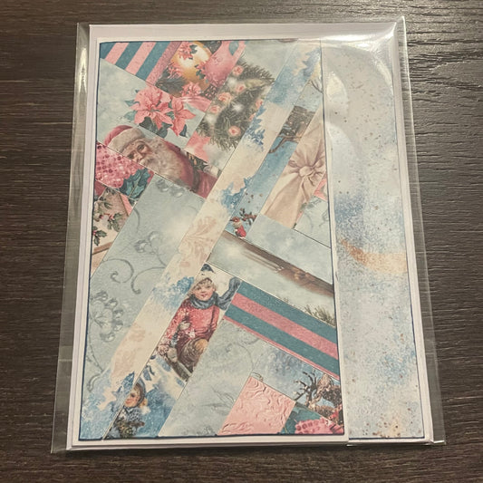 Handmade Card - Christmas (pink/blue)