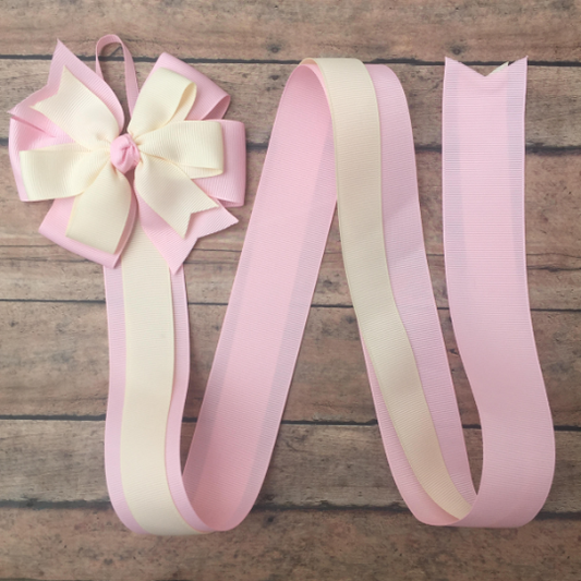 Pinwheel Bow Holder - Light Pink / Ivory