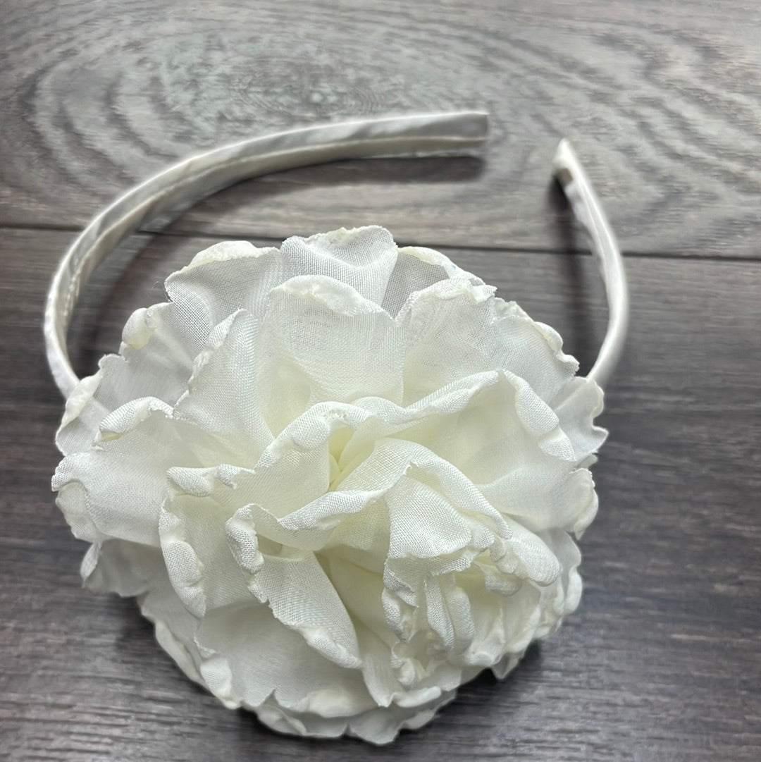 Chiffon Flower Headband - Hard Band - Ivory