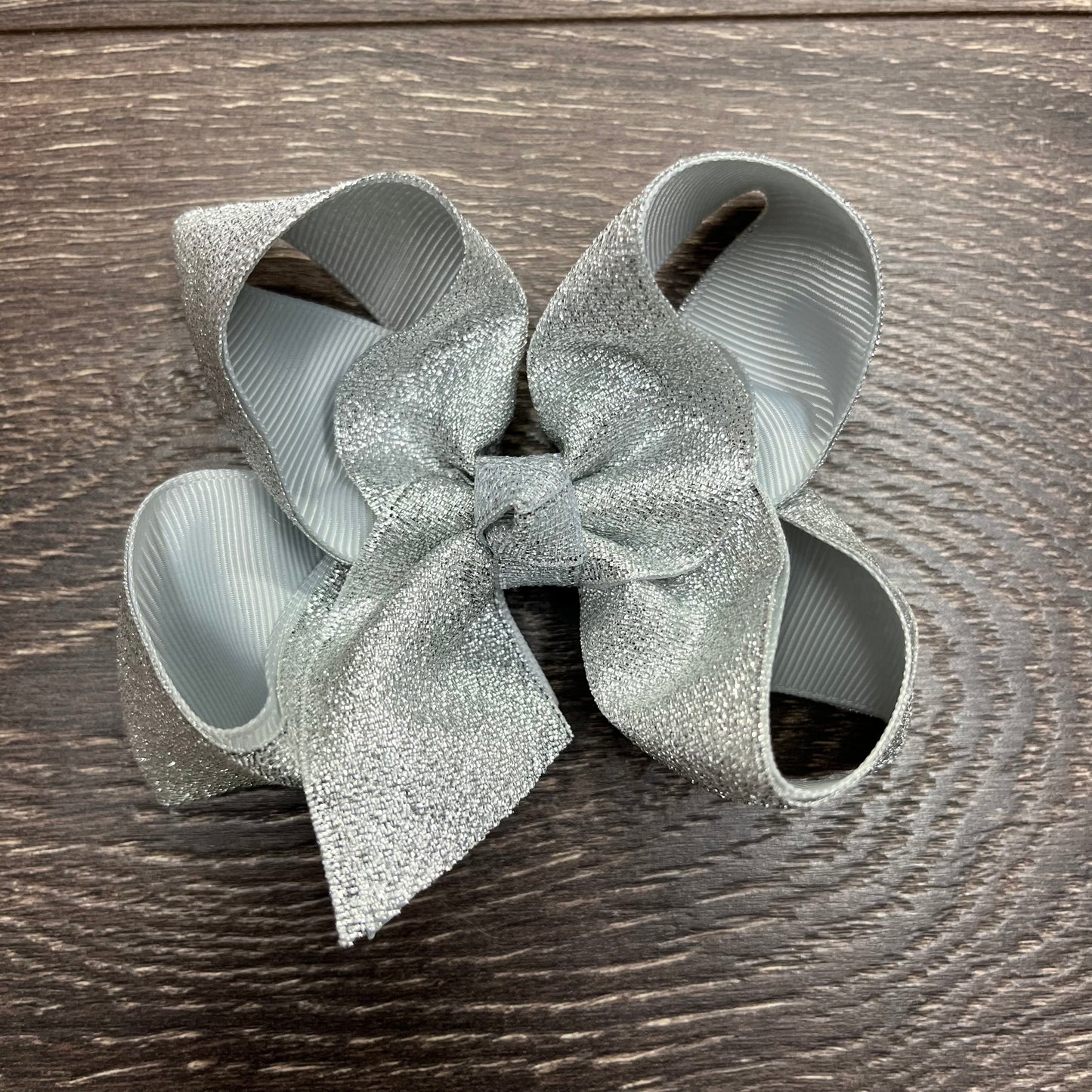 4" Boutique Bow - Layered - Silver Glitter