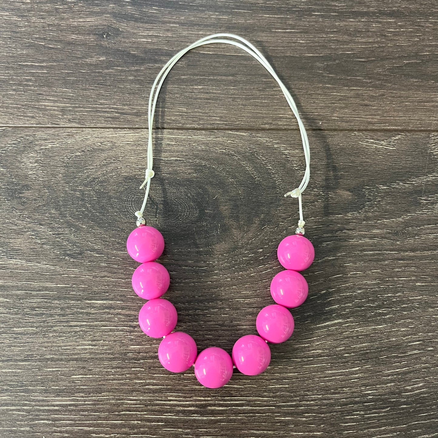 Adjustable Chunky Necklace - Solid Hot Pink