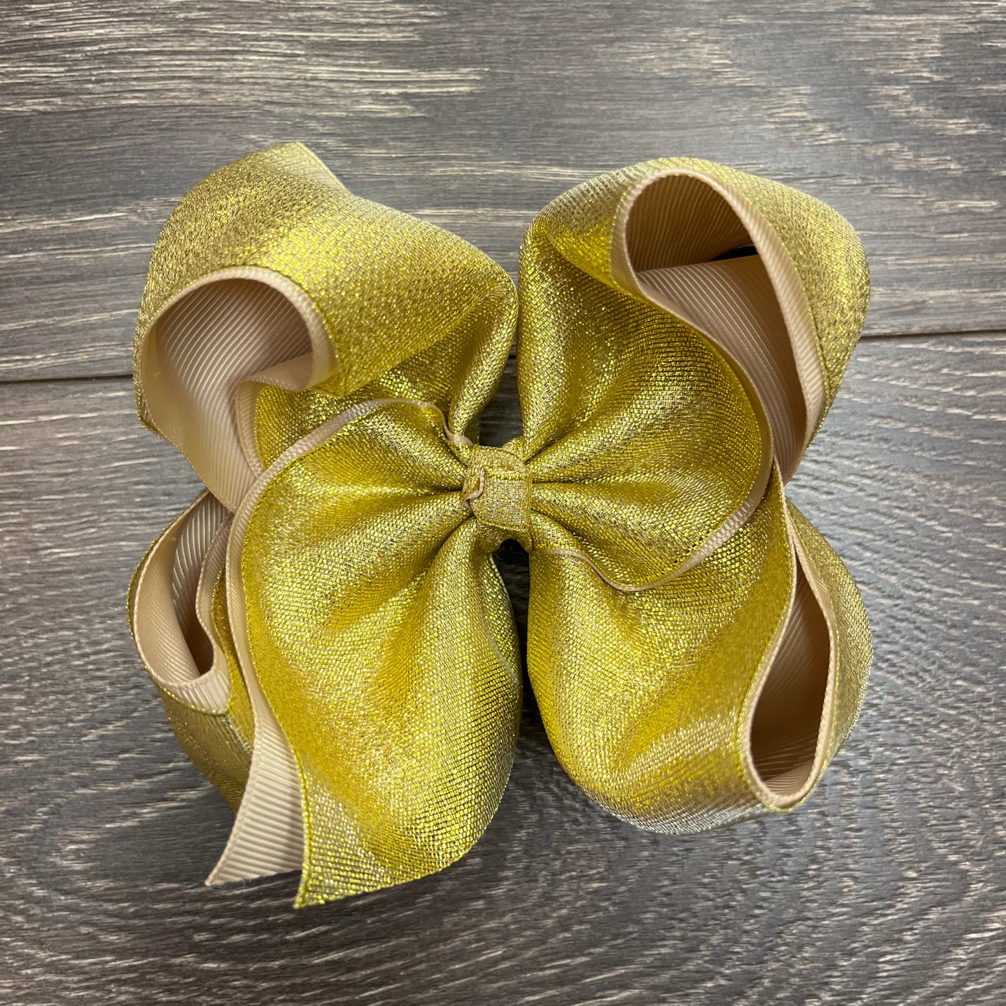 6" Layered Boutique Bow - Gold Glitter