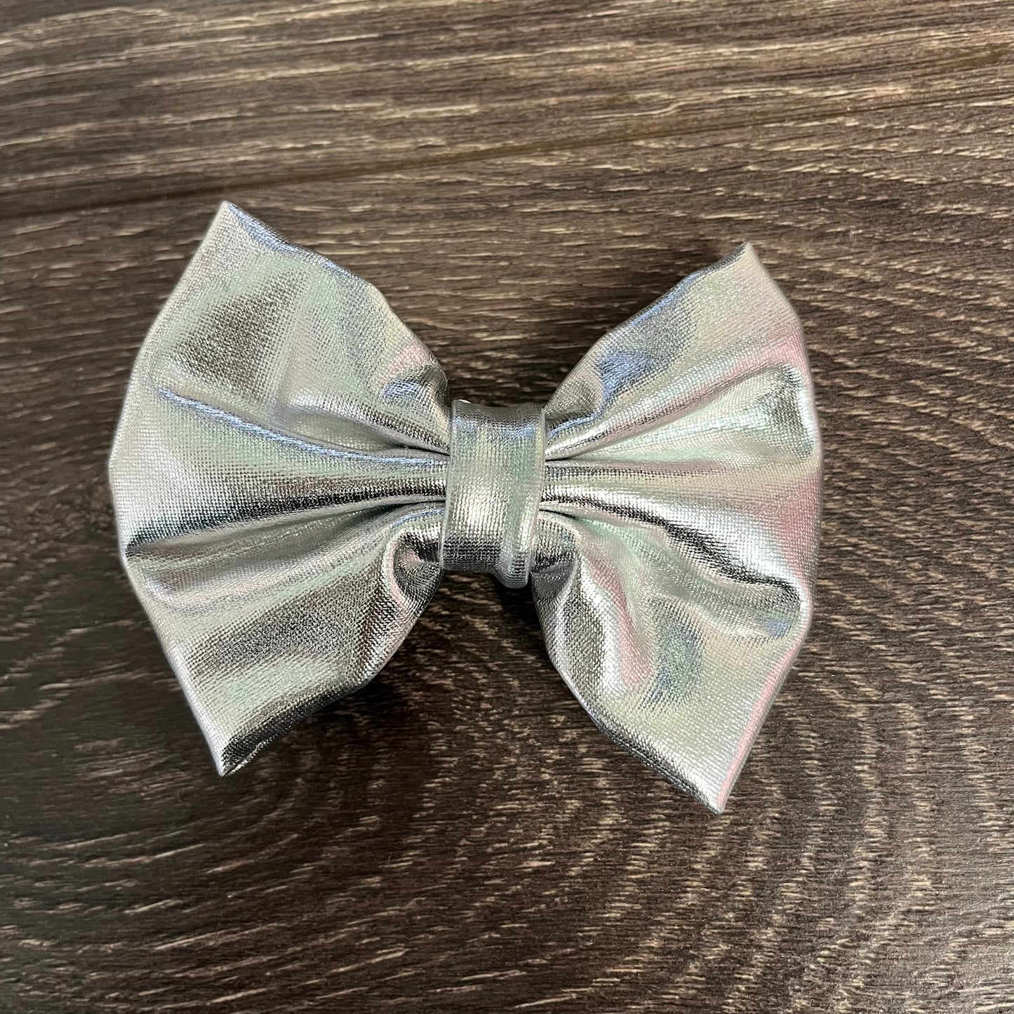 4" Leather Bow - Silver