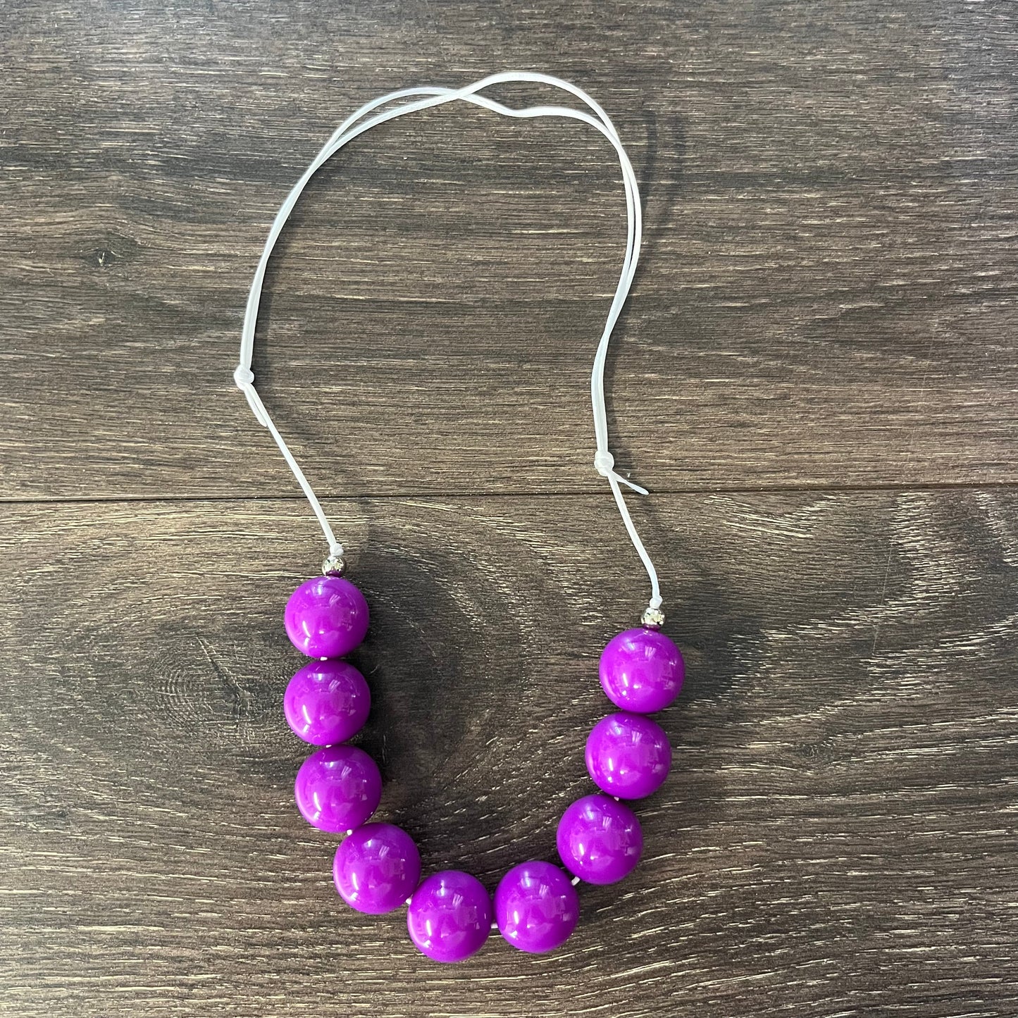 Adjustable Chunky Necklace - Solid Purple