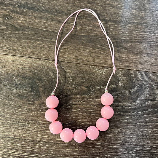 Adjustable Chunky Necklace - Solid Pink