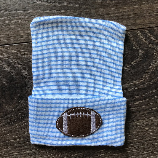 Blue Striped Baby Hat - Football