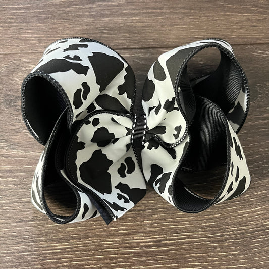 6" Layered Boutique Bow - Cow Print