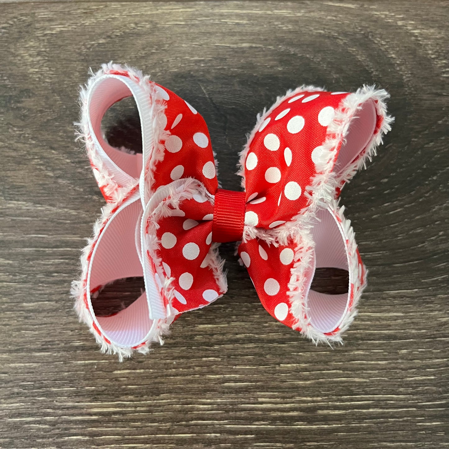 4" Boutique Bow - Layered - Red / White Polka Dots