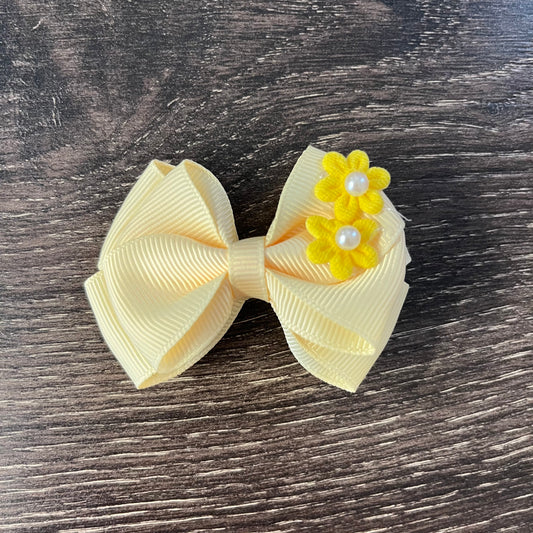 3" Stacked Bow - Yellow Flowers