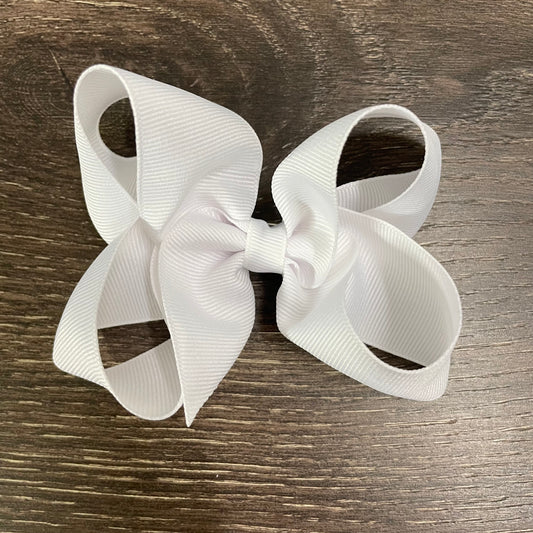 4" Solid Boutique Bow - White