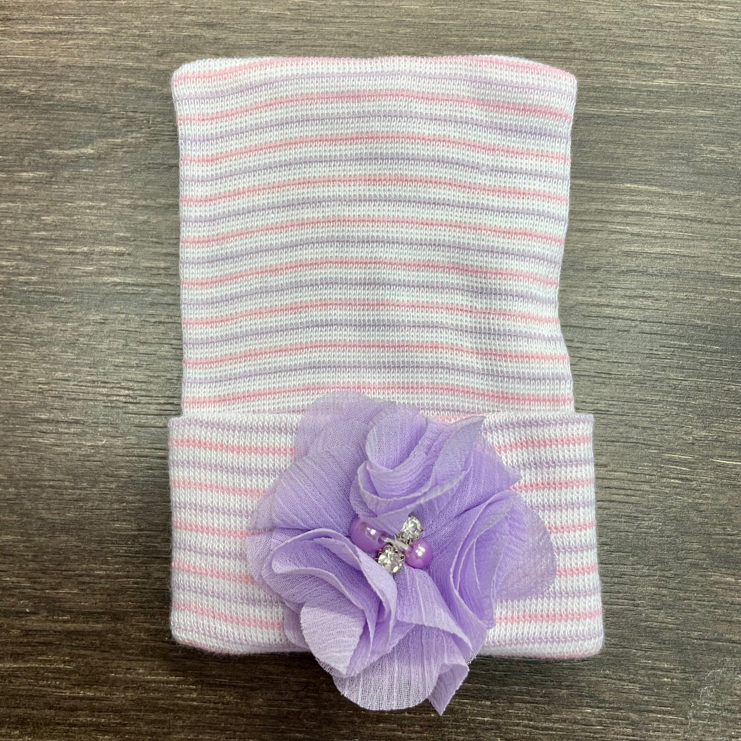 Baby Girl Hat - Chiffon Flower - Lavender